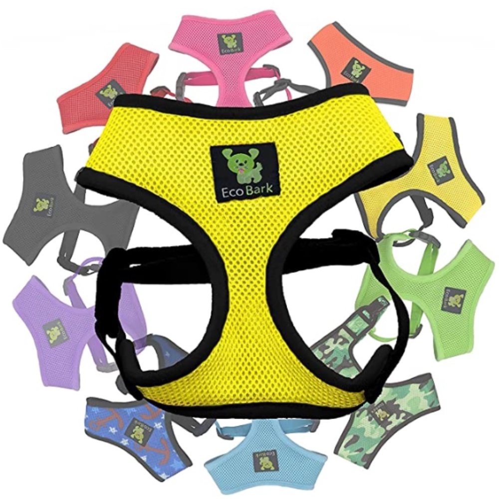 EcoBark Yellow Double Padded Breathable Mesh No Pull Dog Harness